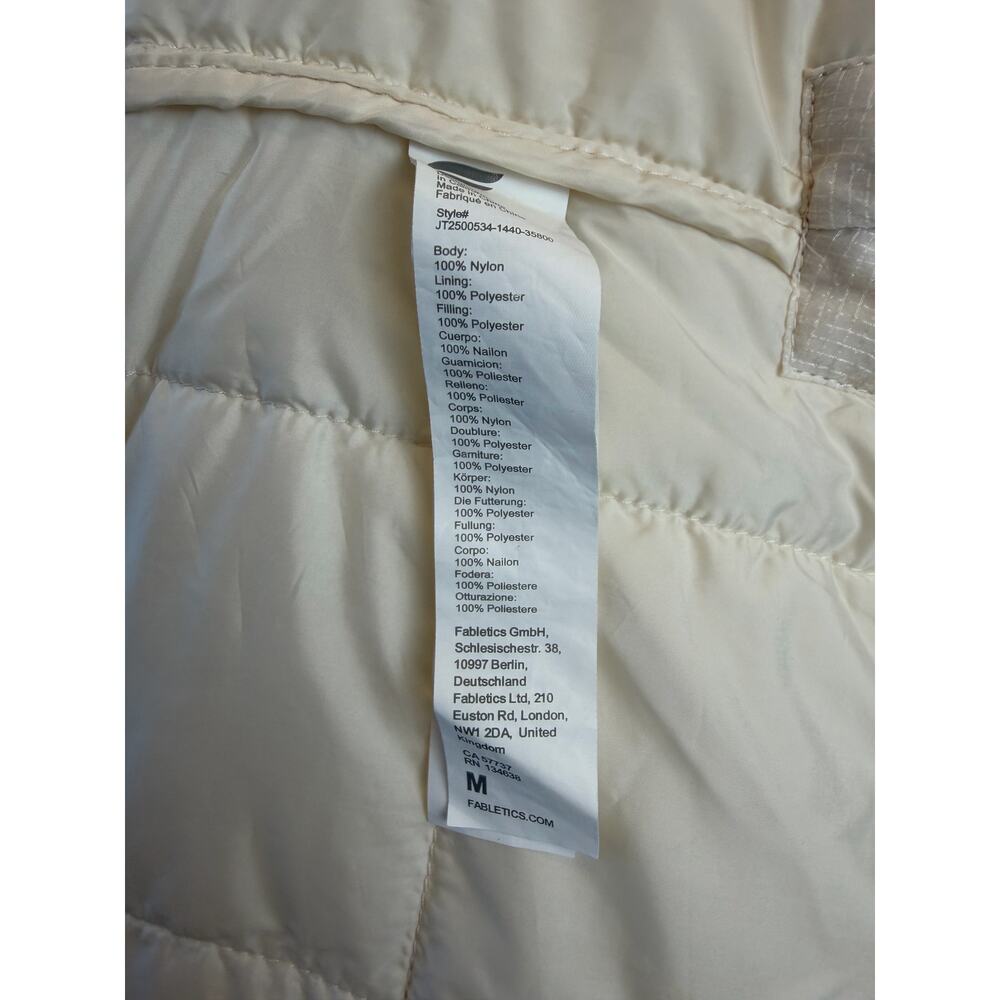 Fabletics Medium Puffer Jacket Full Zip White Qui… - image 5
